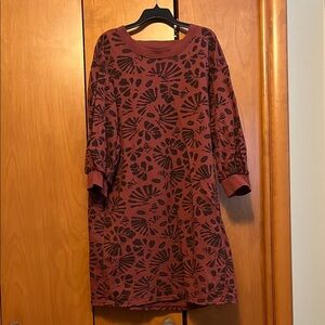 Pact Burgundy and Black Floral Long Sleeve Dress
